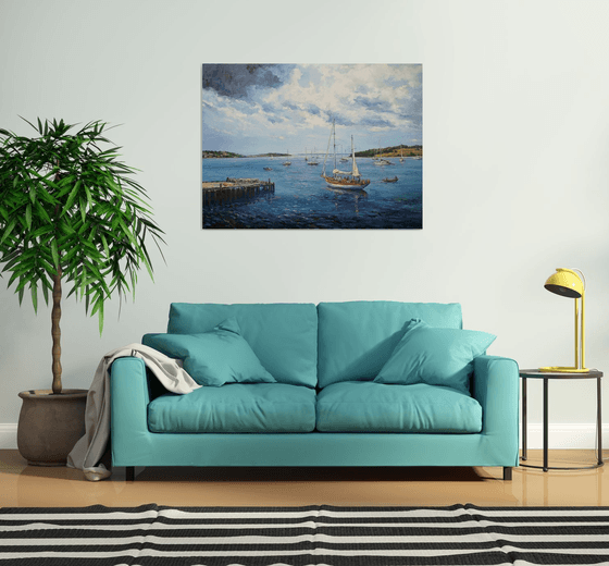 Morning sun on the Lunenburg bay (36x48x1.5")