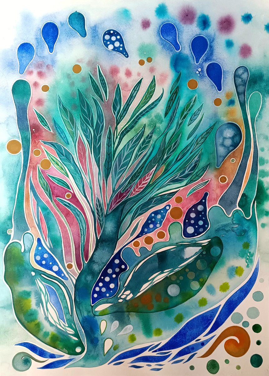 Organic Abstract Watercolour By Ilaria Finetti, 14 X 20, Summer Is Going Away, Original Artwork