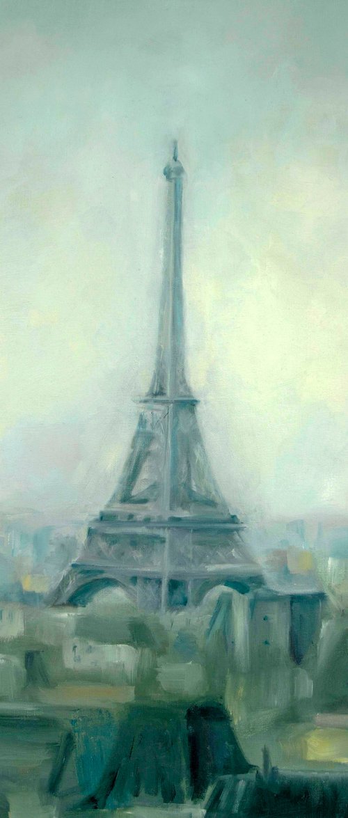 Paris painting Canvas original Eiffel Tower oil painting Paris wall art by Anna Lubchik