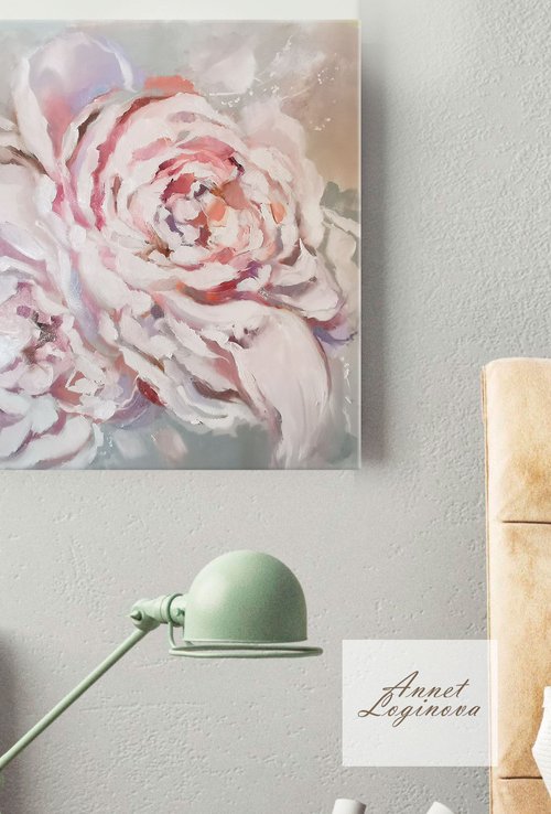 Floral Canvas art, Peonies oil painting by Annet Loginova