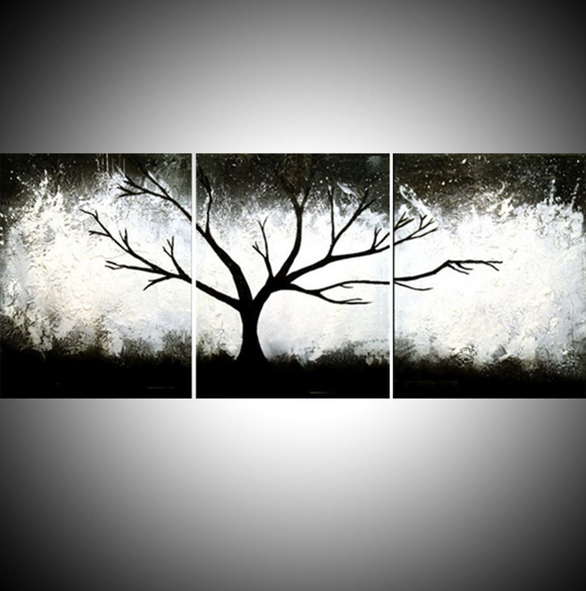 triptych black and white impasto 3 panel wall ar Artfinder