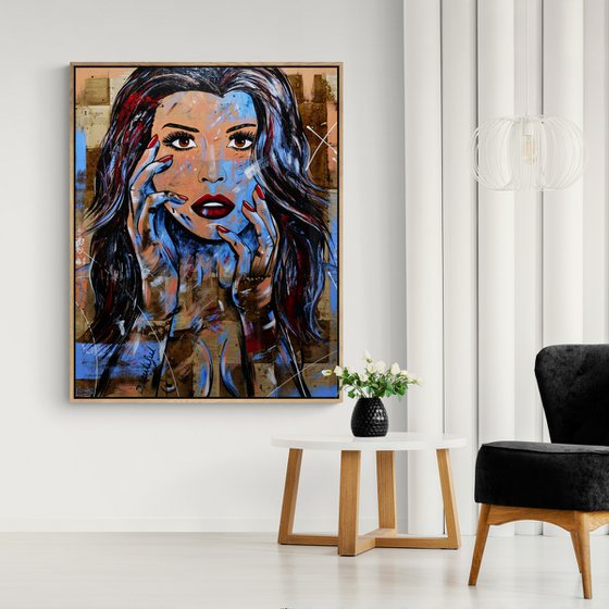 Fifty Shades of Raven 120cm x 150cm Sexy Nude Book Page Abstract Realism Art