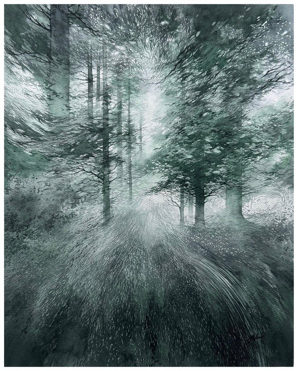 Impressionistic Landscape Watercolour By Nazar Grunyka, 17 X 20", Landscape, Original Artwork