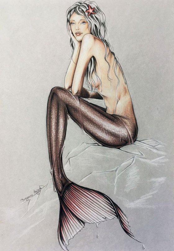 Mystical mermaid Pencil drawing by Daga | Artfinder