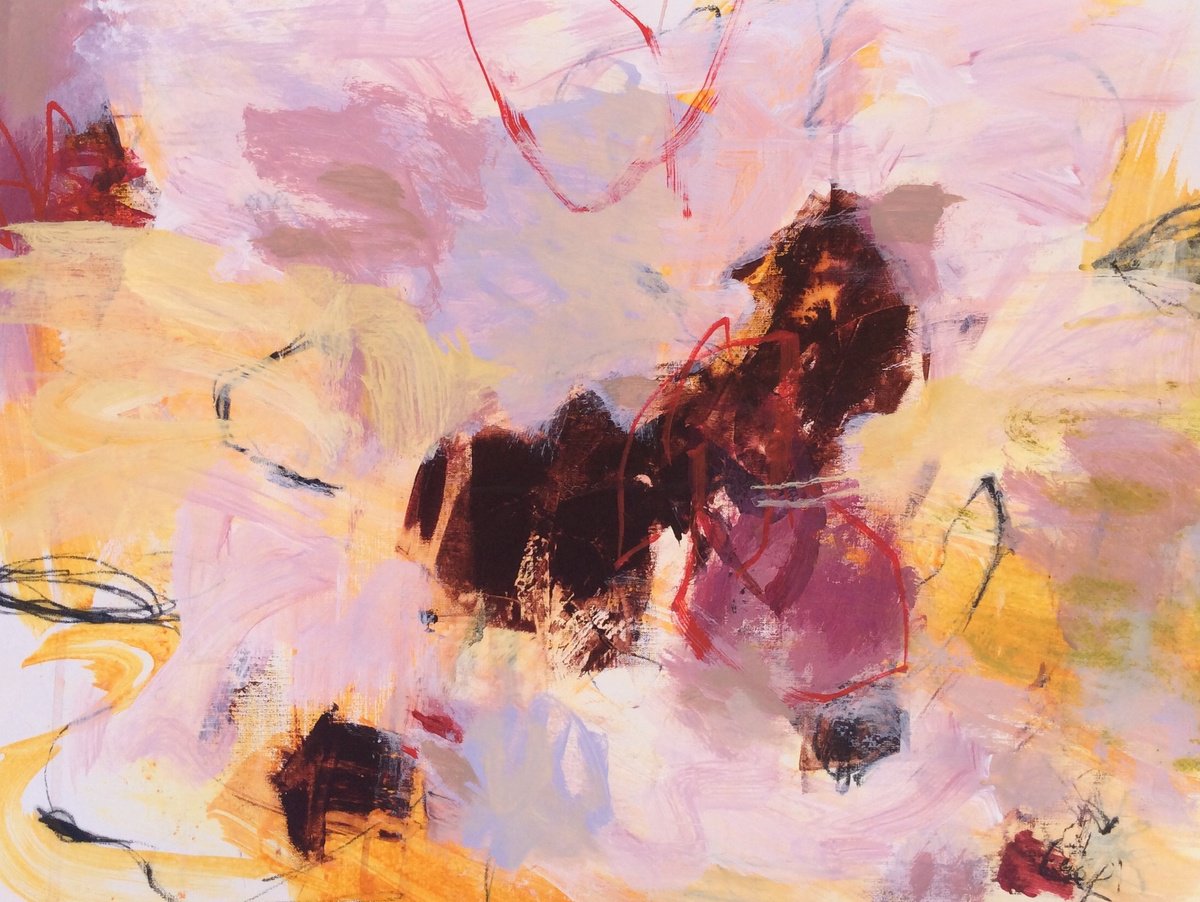 Expressive Abstract Acrylic Painting By Linda Coppens, 26 X 20", Lightness V, Original Artwork