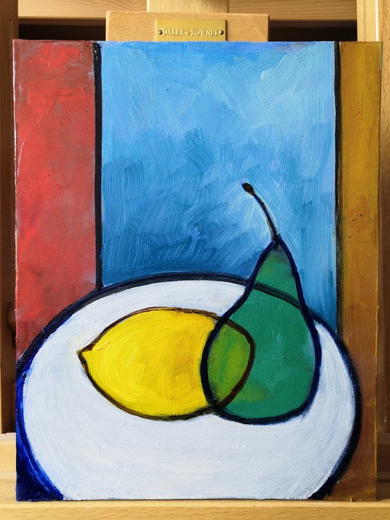 Yellow Lemon and Green Pear. SOLD