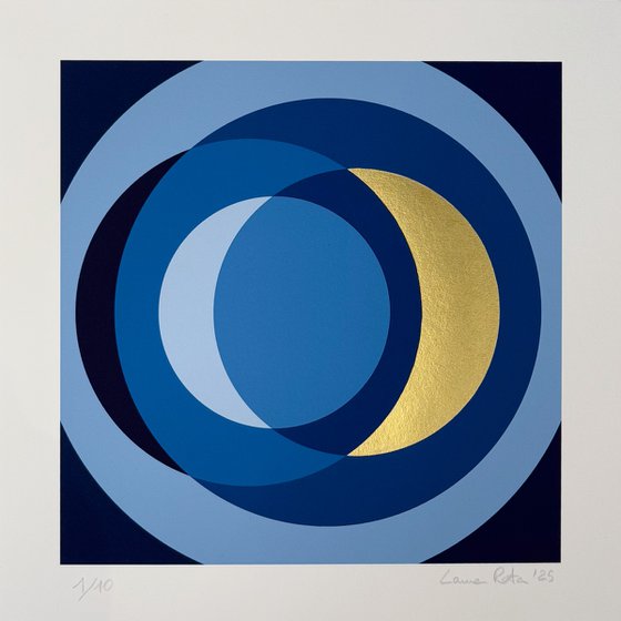 Fine Art Print & Gold painted. Blue
