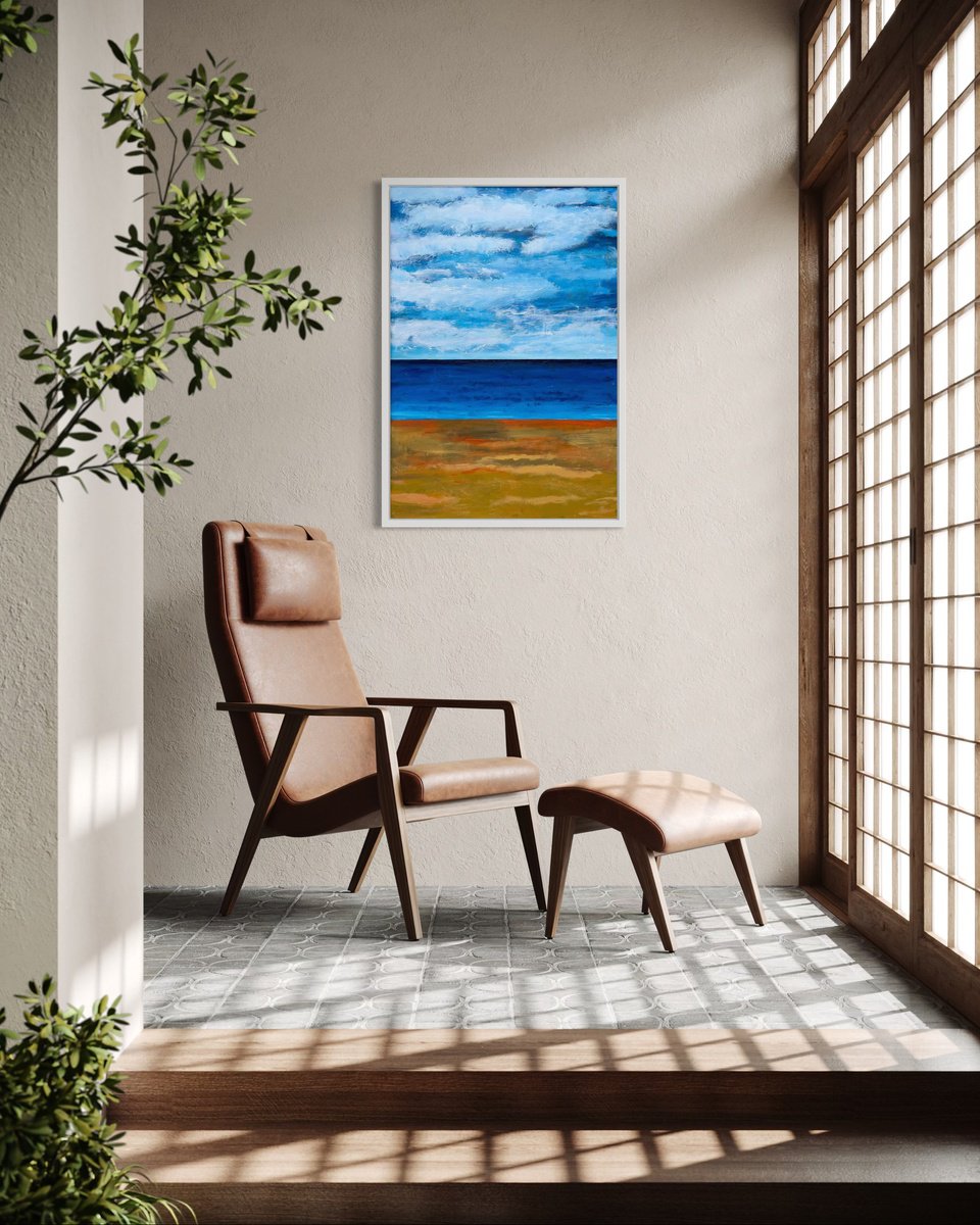 Abstract Landscape Acrylic Painting By Km Arts, 26 X 37", Lundy, Original Artwork