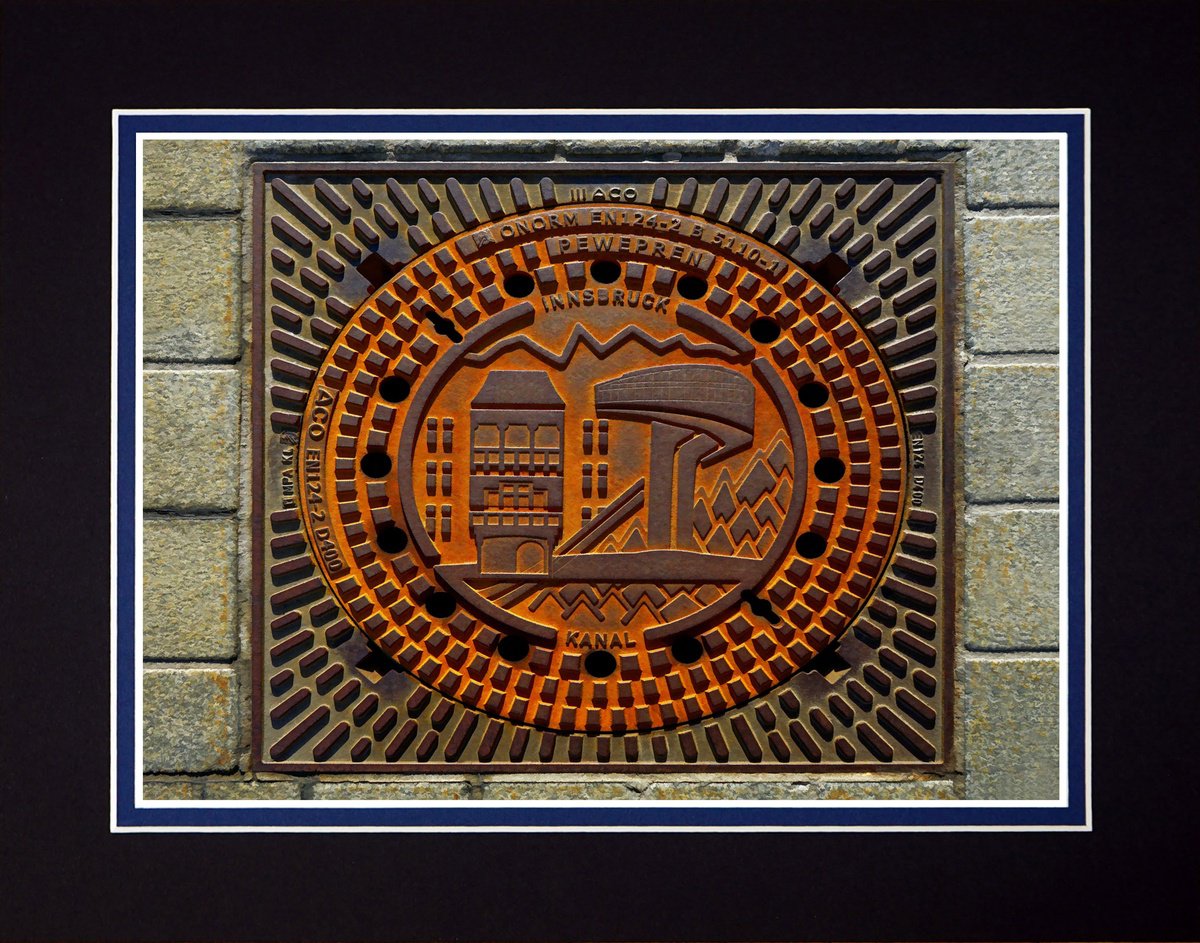 Photorealistic Cityscapes Photograph By Robin Clarke, 14 X 11", Rusty Manhole Cover, Original Artwork