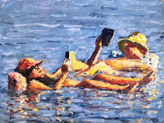 Pad reading sunbathers