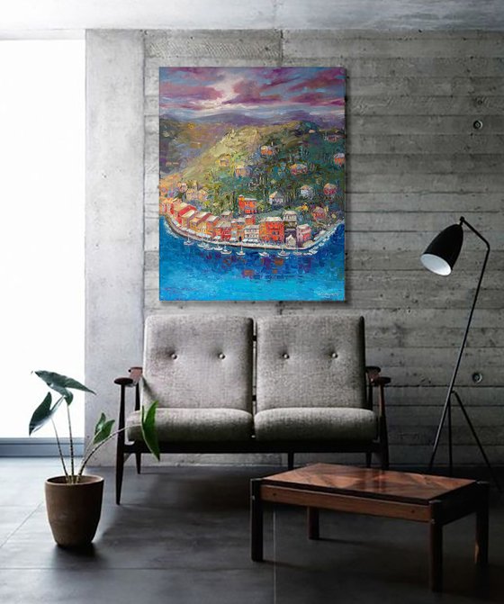 "Seascape". Sea. Original oil painting. boatsin the sea