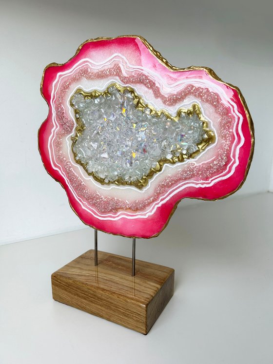 3D Geode Slice Pose Pink & Gold