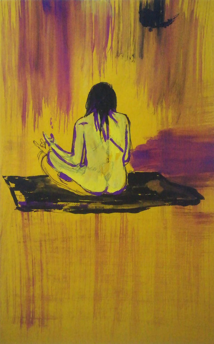 Expressive Portrait Painting By Aleksandar Basic, 8 X 13, Meditation, Original Artwork