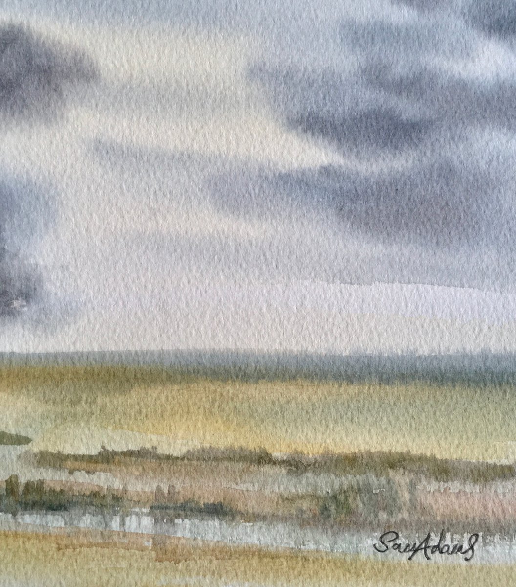 By the Chesil beach pools by Samantha Adams professional watercolorist