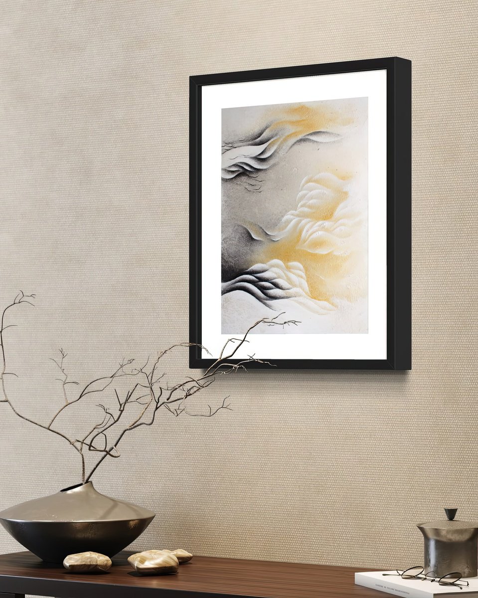 Organic Abstract Acrylic Painting By Francesca Borgo, 17 X 20, Shifting Sky, Original Artwork