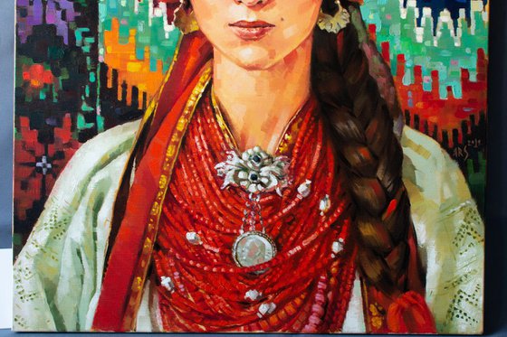 UKRAINIAN BEAUTY IN FOLK COSTUME by Yaroslav Sobol (Beautiful Girl Portrait ethno style ethnic style boho style Home Decor Gift)