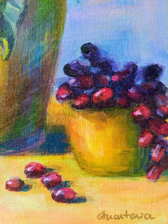 Flowers in a yellow vase