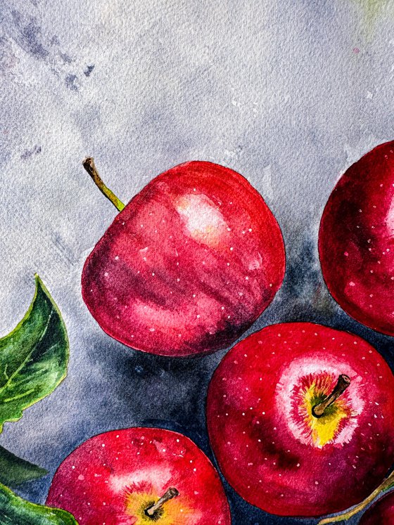 Red Apples on Cement