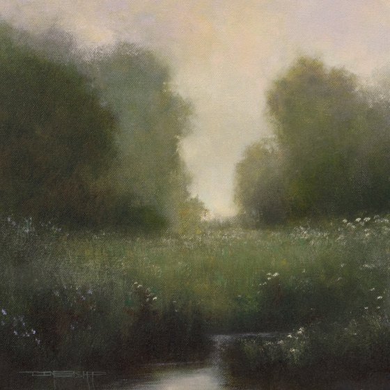 Meadow Flowers, flower field impressionist landscape oil painting