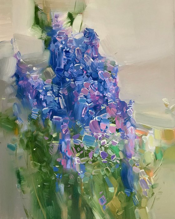 Lavenders, Flowers oil painting, Handmade artwork,