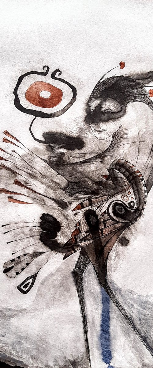 Sirin, watercolour on paper by Ulugbek Doschanov