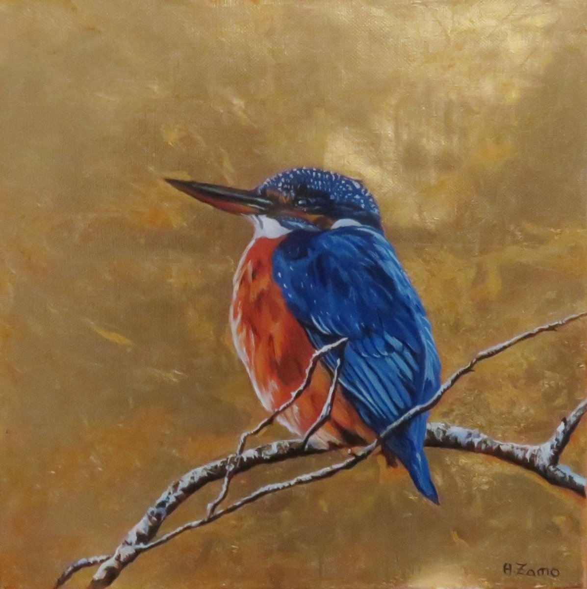 Photorealistic Animal Oil Painting By Anne Zamo, 12 X 12, The King Of The Tech, Original Artwork