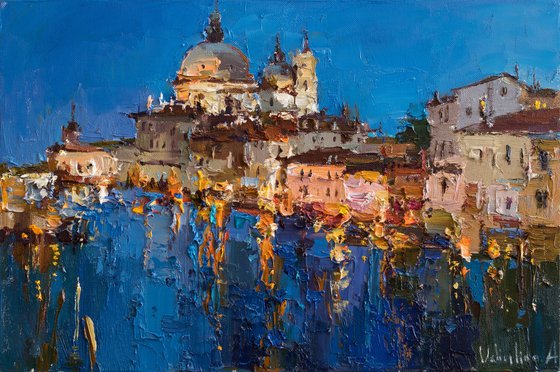 Evening Venice Italy - Original Oil Painting impasto art