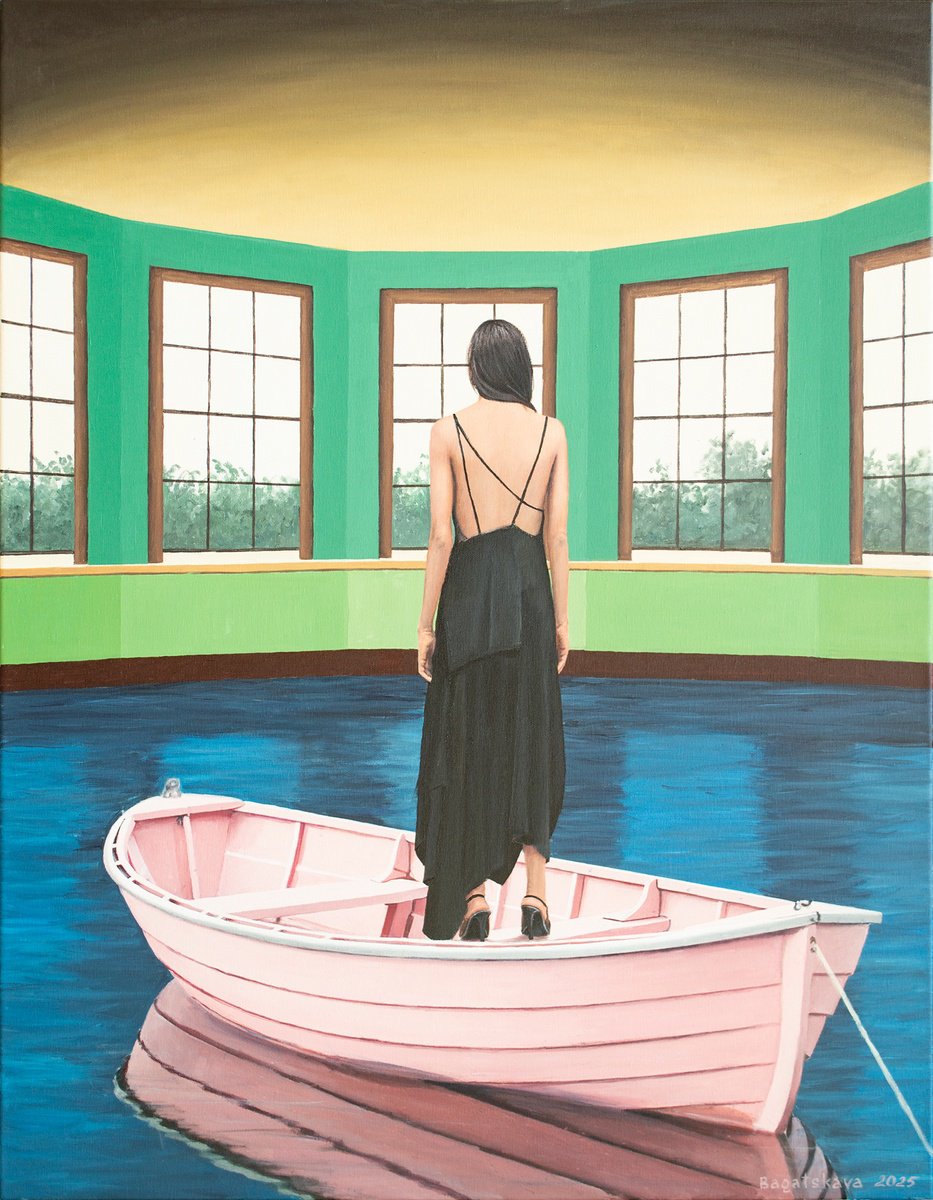 Photorealistic Portrait Acrylic Painting By Nataliya Bagatskaya, 28 X 35", Boat Couture: Home Edition, Original Artwork