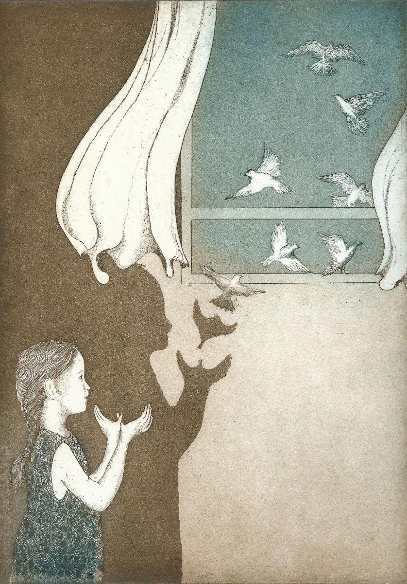 Illustrative Animal Etchings & Engravings By Jane Daniell, 9 X 13, Shadowlands, Original Artwork