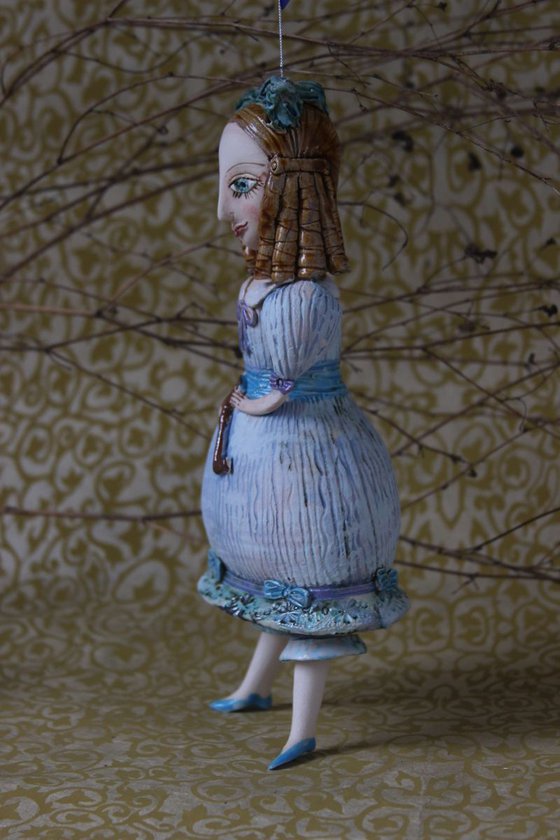 From the Alice in Wonderland. Alice as a little girl.  Bell Doll, Hanging sculpture by Elya Yalonetski