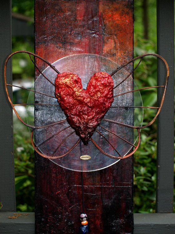 Elysium - Heart With Wings, Mixed Media Art by Kathy Morton Stanion