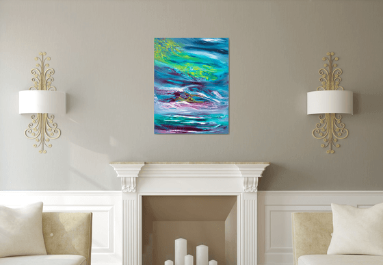 Soul's storm, abstract emotional landscape, 70x90 cm