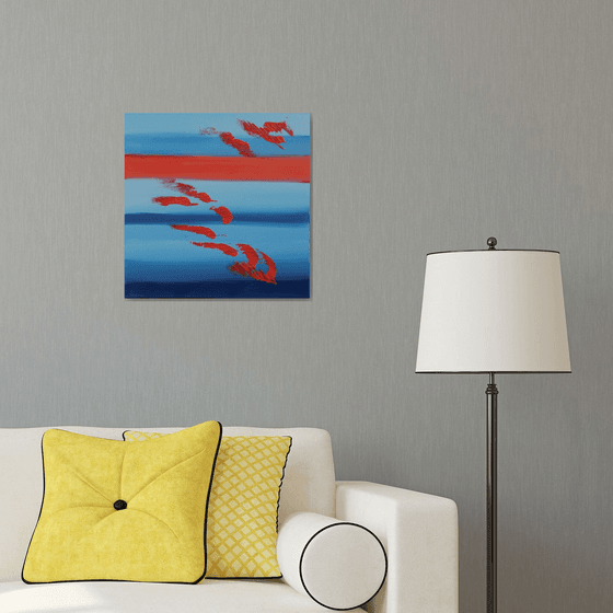 Red and blues, 50x50 cm