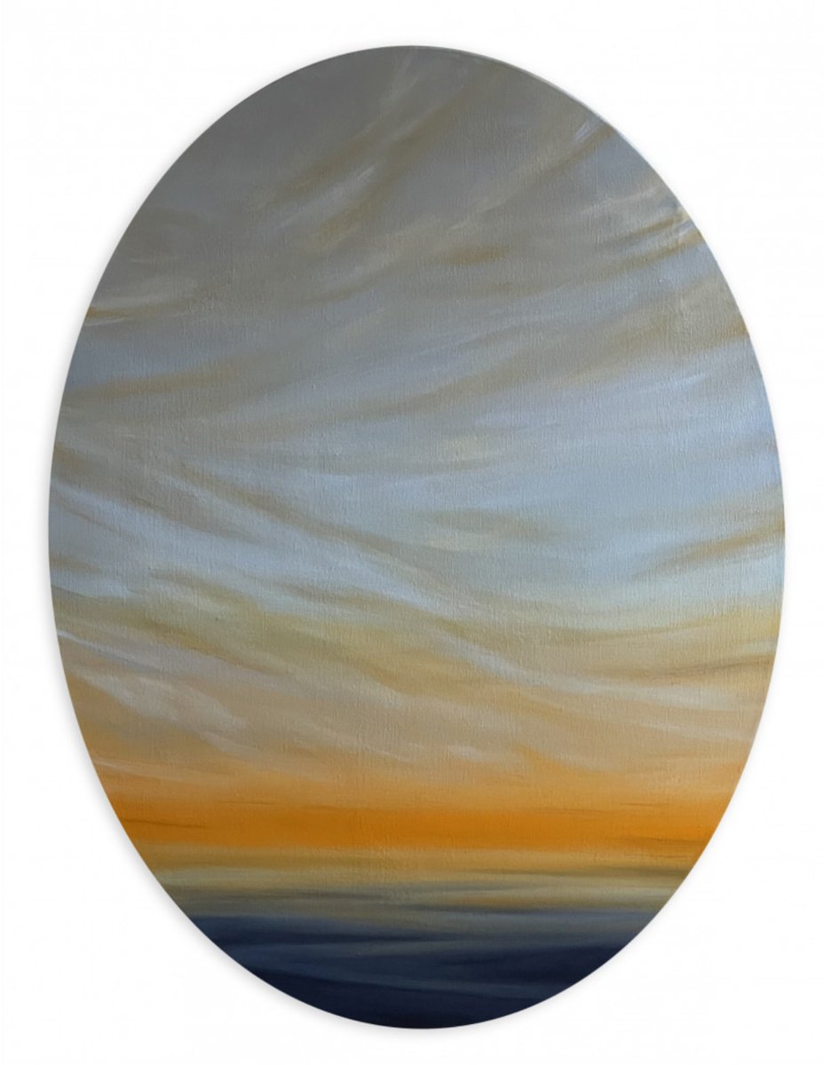 Impressionistic Landscape Oil Painting By Daiva Karaliute, 24 X 31, Through A Plane Window, Original Artwork