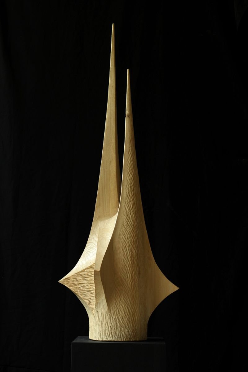 Geometric Abstract Wood Sculpture By Nikolay Martinov, 12 X 35", "Peaks", Original Artwork