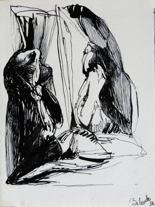 Surrealist drawing 56, 21x29 cm by Frederic Belaubre