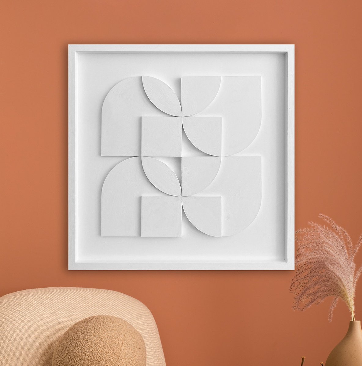 Geometric Abstract Relief By Liam Roberts, 20 X 20", Vella, Original Artwork