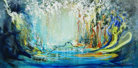 Abstract Floral Landscape. Floral Garden. Abstract Flowers. Forest. Original Painting on Canvas. Impressionism. Modern Art