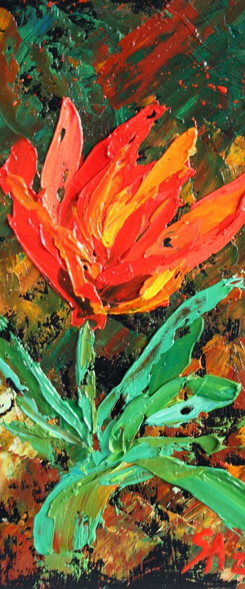First tulip... 6X8" / ORIGINAL PAINTING by Salana Art Gallery