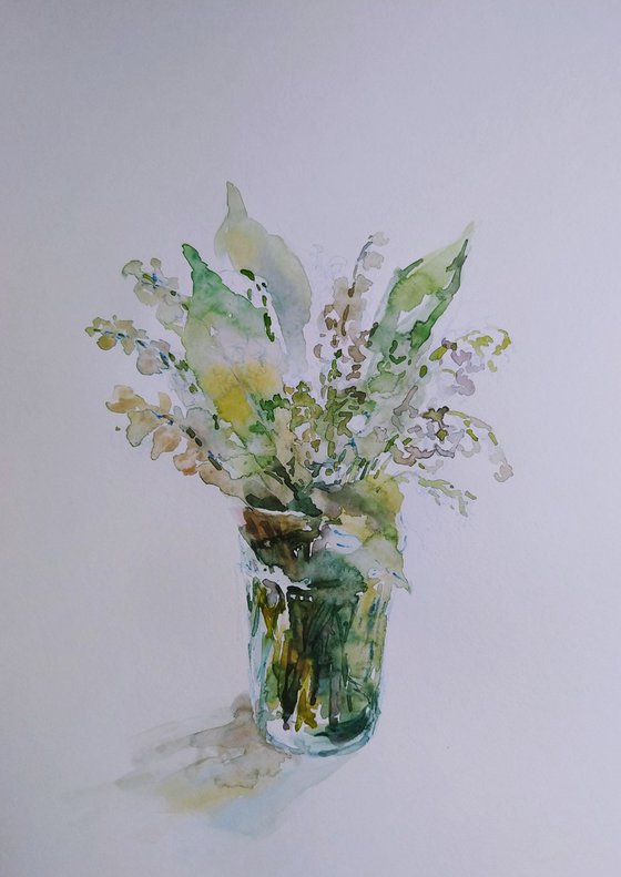 Lilies of the Valley #1. Original watercolour painting.