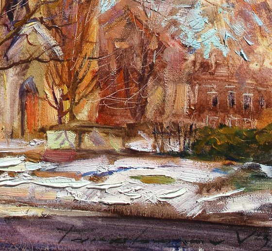March sun. Church Painting