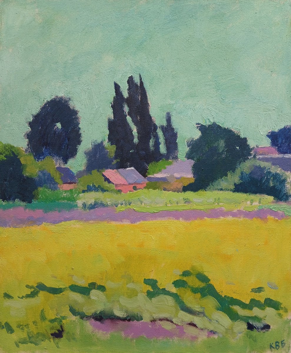 Impressionistic Landscape Oil Painting By Vasyl Koval, 16 X 20", Noon, Original Artwork