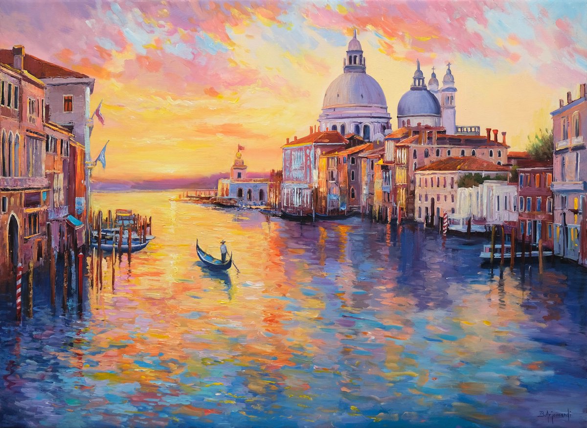 Venice At Sunset Glow By Behshad Arjomandi, 39 X 29, Artwork For Sale On Artfinder