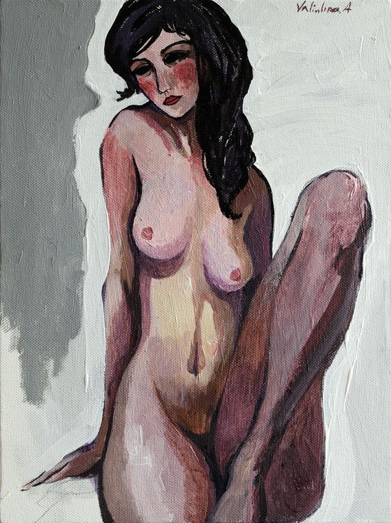 Nude inspired by Modigliani - Original Acrylic painting