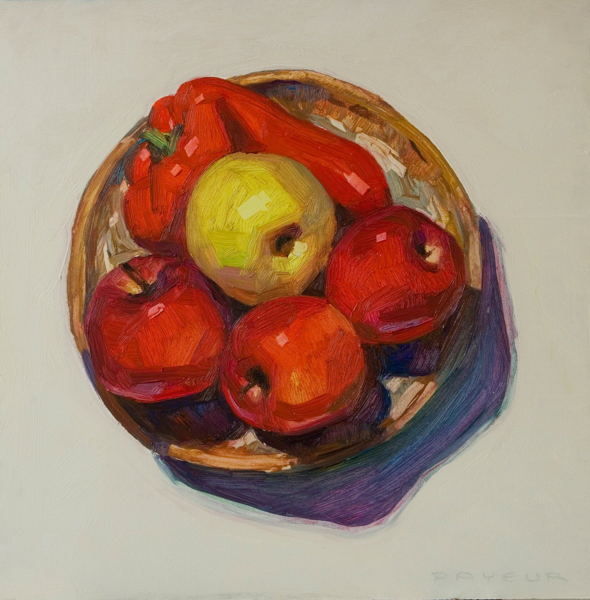 Red Pepper Apples In A Plate By Olivier Payeur, 12 X 12, Artwork For Sale On Artfinder