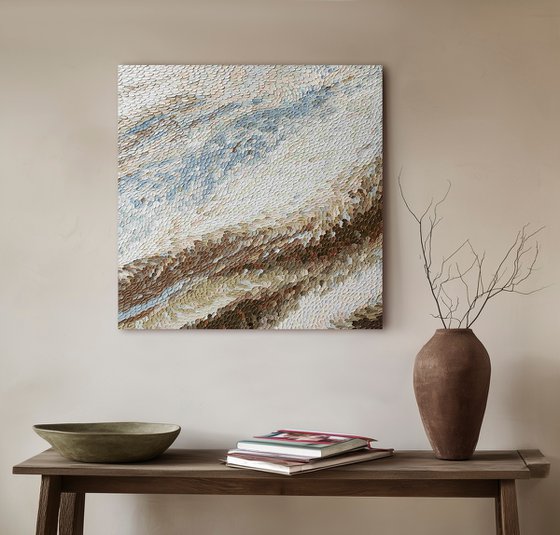 "Notta" High textured abstract brown blue