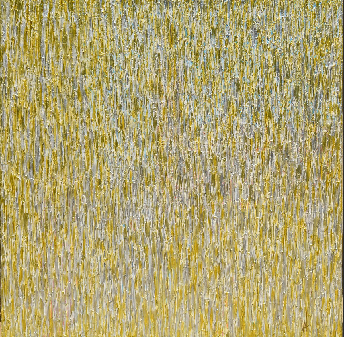 Abstract Acrylic Painting By Vanada Abstract Art, 35 X 35", Golden Rain, Original Artwork