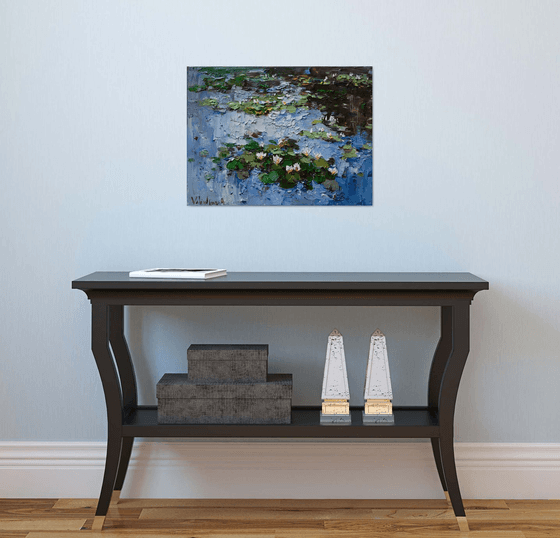 White water Lilies - Original Oil painting