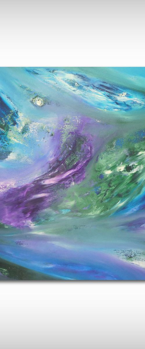 Purple emotion, 70x50 cm,  Original abstract painting, oil on canvas by Davide De Palma