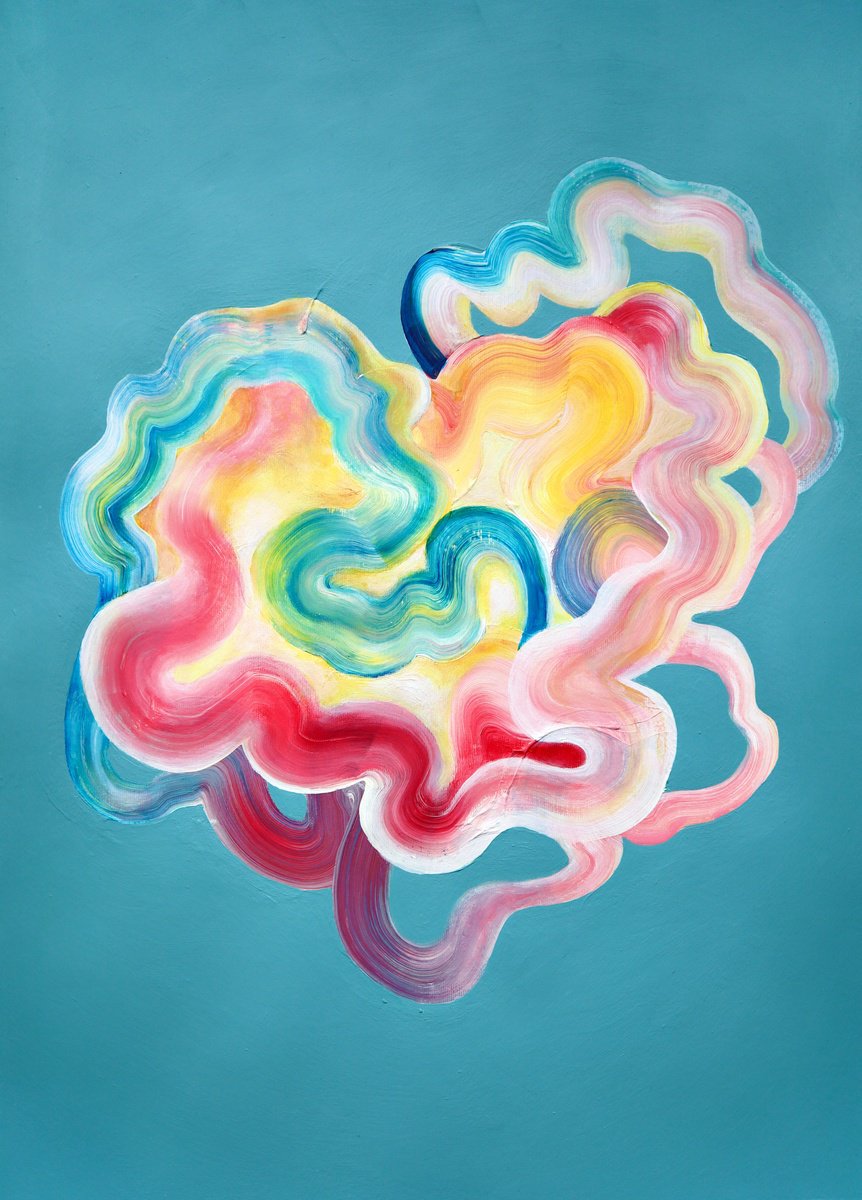 Abstract Acrylic Painting By Tam Chianta, 20 X 28", 